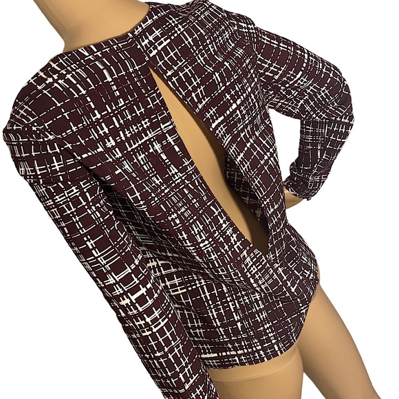 OPEN BACK BANANA REPUBLIC CROSSHATCH BLOUSE SZ XS - Picture 5 of 16